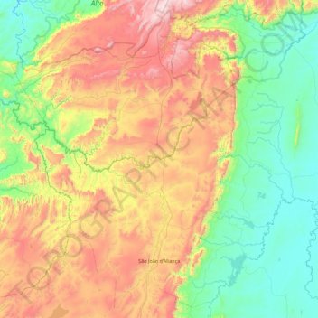 Mapa topográfico São João d'Aliança, altitud, relieve