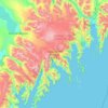 Mapa topográfico Kenai Fjords National Park, altitud, relieve