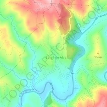 Mapa topográfico Barril de Alva, altitud, relieve