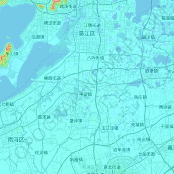Mapa topográfico 吴江区, altitud, relieve
