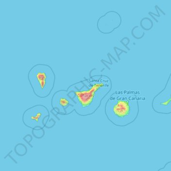 Mapa topográfico Canarias, altitud, relieve