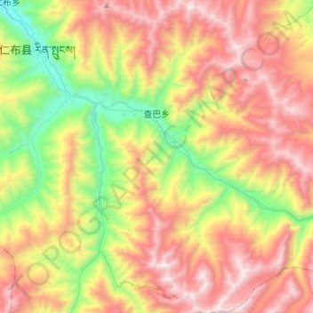 Mapa topográfico Chagba, altitud, relieve