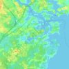 Mapa topográfico Portsmouth, altitud, relieve