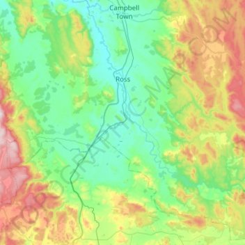 Mapa topográfico Ross, altitud, relieve