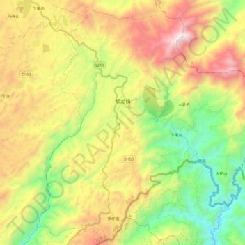 Mapa topográfico 都龙镇, altitud, relieve