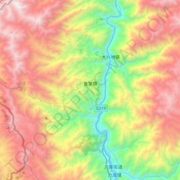 Mapa topográfico 鲁掌镇, altitud, relieve