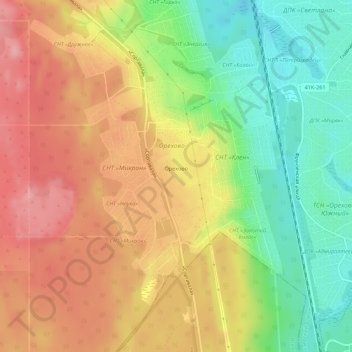 Mapa topográfico Орехово, altitud, relieve