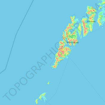 Mapa topográfico Moskenes, altitud, relieve