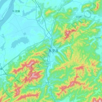 Mapa topográfico 尧渡镇, altitud, relieve