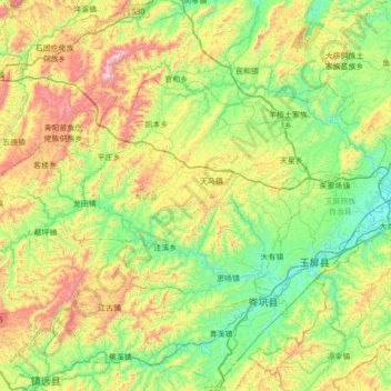 Mapa topográfico 岑巩县, altitud, relieve