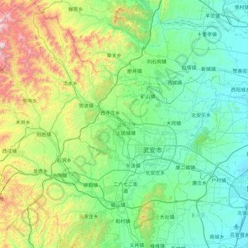 Mapa topográfico 武安市, altitud, relieve