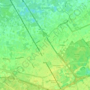 Mapa topográfico Best, altitud, relieve