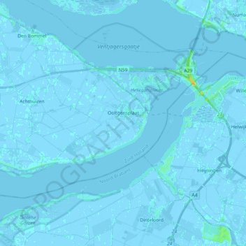 Mapa topográfico Ooltgensplaat, altitud, relieve