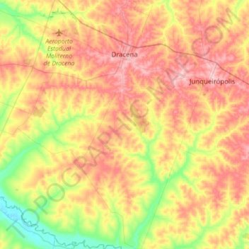 Mapa topográfico Dracena, altitud, relieve