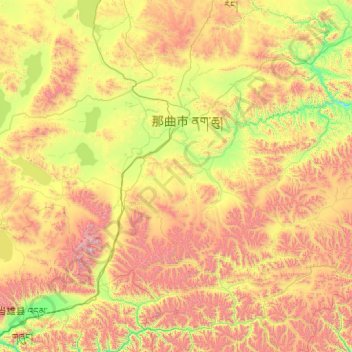 Mapa topográfico 色尼区, altitud, relieve