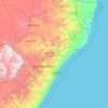 Mapa topográfico KwaZulu-Natal, altitud, relieve