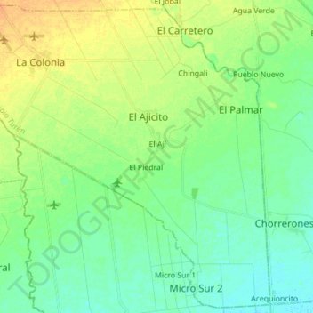 Mapa topográfico Parroquia San Isidro Labrador, altitud, relieve