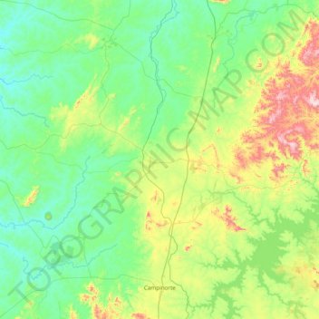 Mapa topográfico Campinorte, altitud, relieve