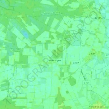 Mapa topográfico Nienhagen, altitud, relieve