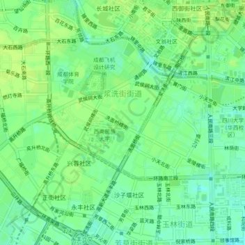 Mapa topográfico 浆洗街街道, altitud, relieve