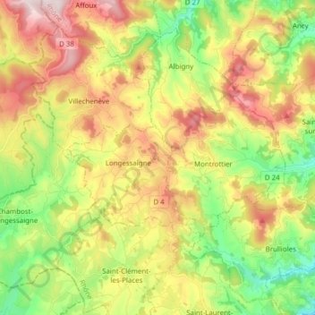 Mapa topográfico 69770, altitud, relieve