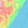 Mapa topográfico Hibiscus Coast Local Municipality, altitud, relieve