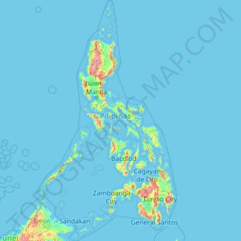Mapa topográfico 菲律宾 / 菲律賓, altitud, relieve