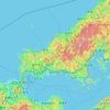 Mapa topográfico Prefectura de Yamaguchi, altitud, relieve