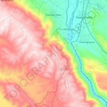 Mapa topográfico Chongos Bajo, altitud, relieve