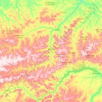 Mapa topográfico Mirador, altitud, relieve