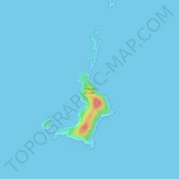 Mapa topográfico Ilha das Couves, altitud, relieve