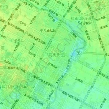 Mapa topográfico 书院街街道, altitud, relieve