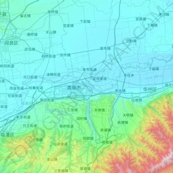 Mapa topográfico 临渭区, altitud, relieve