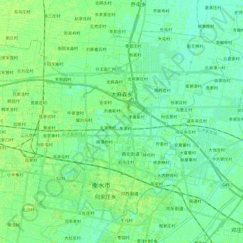 Mapa topográfico 大麻森乡, altitud, relieve