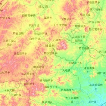 Mapa topográfico 建昌县, altitud, relieve