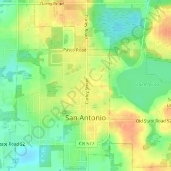 Mapa topográfico San Antonio, altitud, relieve