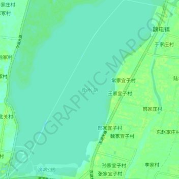 Mapa topográfico 衡水湖, altitud, relieve