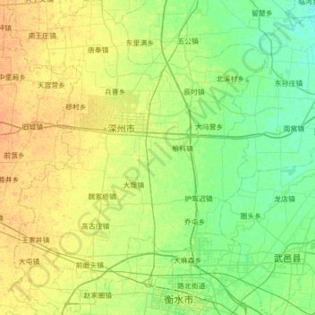 Mapa topográfico 深州市, altitud, relieve
