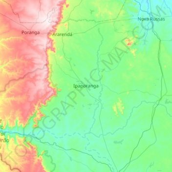 Mapa topográfico Ipaporanga, altitud, relieve