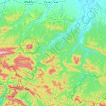 Mapa topográfico Смоленское сельское поселение, altitud, relieve