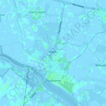 Mapa topográfico Zoutkamp, altitud, relieve
