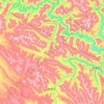 Mapa topográfico 哈秀乡, altitud, relieve