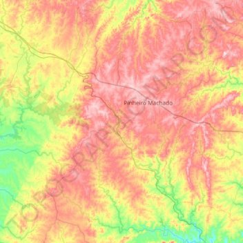 Mapa topográfico Pinheiro Machado, altitud, relieve