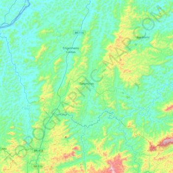 Mapa topográfico Tarumirim, altitud, relieve