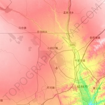Mapa topográfico 小纪汗镇, altitud, relieve