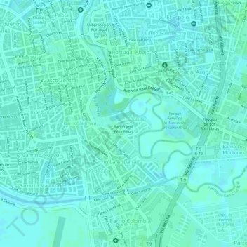 Mapa topográfico Barrio José Félix Ribas, altitud, relieve
