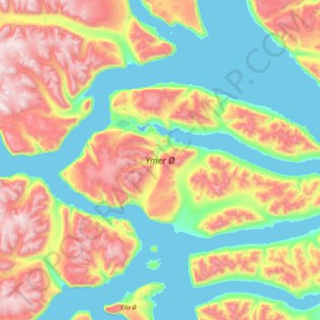 Mapa topográfico Ymer Ø, altitud, relieve