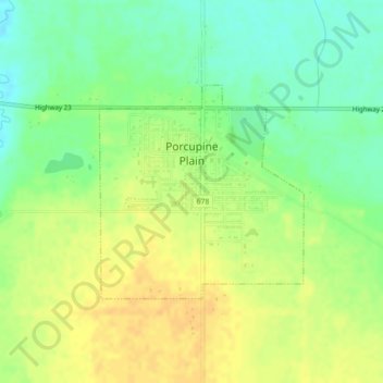 Mapa topográfico Porcupine Plain, altitud, relieve