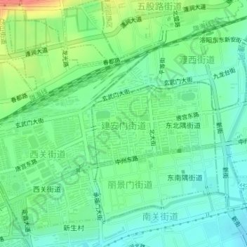 Mapa topográfico 建安门街道, altitud, relieve