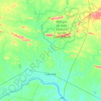 Mapa topográfico Cabrobó, altitud, relieve